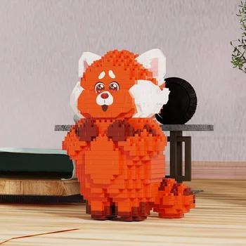 Küçük Kırmızı Ayı Yapı Taşları Eğitim Montaj DIY Süsler Karikatür Ayakta Küçük Panda Bebek Modeli oyuncak yapı Taşları