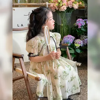 Kızların yaz elbisesi 2023 Yeni çocuk Antik Stil Qipao Elbise Dış Prenses Elbise Kızların yaz elbisesi