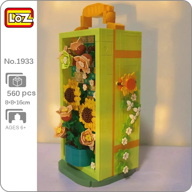LOZ 1933 Ebedi Çiçek Yaz Ayçiçeği Bitki Takı saklama kutusu Modeli DIY Mini Blokları Tuğla Yapı Oyuncak Çocuklar İçin Hiçbir Kutu - 0