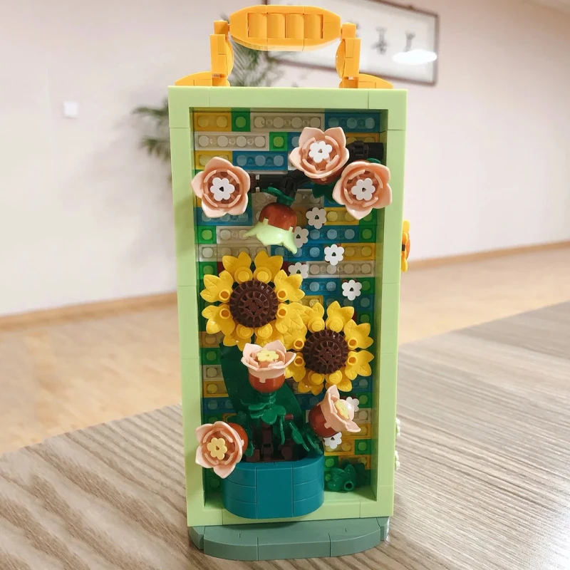 LOZ 1933 Ebedi Çiçek Yaz Ayçiçeği Bitki Takı saklama kutusu Modeli DIY Mini Blokları Tuğla Yapı Oyuncak Çocuklar İçin Hiçbir Kutu - 5