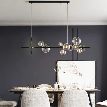 Lamba LED kolye ışık sanat Modern G9 avize İskandinav şeffaf cam küre basit oturma odası yemek 