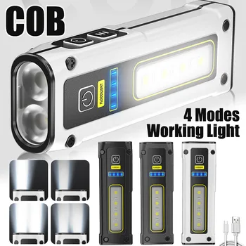 LED COB El Feneri Çok Fonksiyonlu Mini El Feneri Projektör Tip-c Şarj Hizmeti Çalışma ışığı Kısılabilir Açık ekipman için