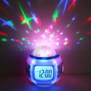 LED Gece Lambası dijital alarmlı saat Saat Aydınlık Projektör Erteleme Yıldızlı Gökyüzü Aydınlık çalar saat çocuk Kreş Termometre