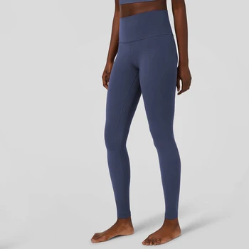 Logo İle hizala Yoga Pantolon Sıcak Polar Yüksek Bel Spor Tayt 28 İnç Spor Bayanlar Tayt Spor Kadın Spor Giyim