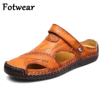 Marka Erkek plaj sandaletleri Büyük Boy 38-48 Klasik Roma Sandalet Tasarımcı Nefes Yaz Slaytlar Açık kaymaz erkek terliği