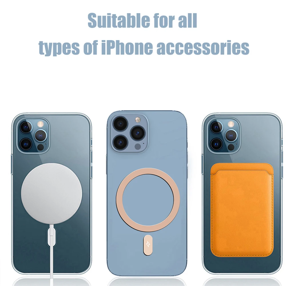 Metal Etiket Halkası Apple iPhone 14 13 12 Pro Max Ultra İnce Demir Sac Etiket Magsafe için Kablosuz Şarj Araç Tutucu 2023 - 5