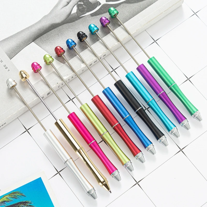 Metal Okunabilir Kalem Yaratıcı DIY Boncuk Tükenmez Kalem Mil ile Siyah Mürekkep Hediye P9JB - 1
