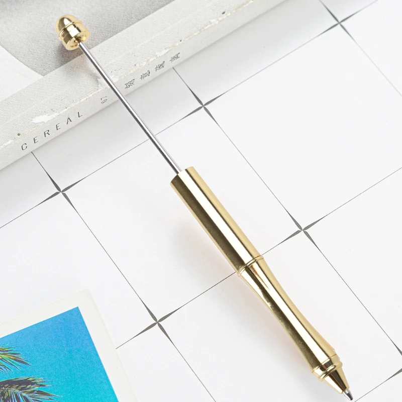 Metal Okunabilir Kalem Yaratıcı DIY Boncuk Tükenmez Kalem Mil ile Siyah Mürekkep Hediye P9JB - 3