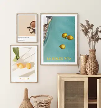 Meyve Limon Portakal Baskılar Posterler Bitkiler Tuval Boyama Kahve Duvar Sanatı Resimleri Yemek Odası İçin Modern Doğa Ev Dekorasyon