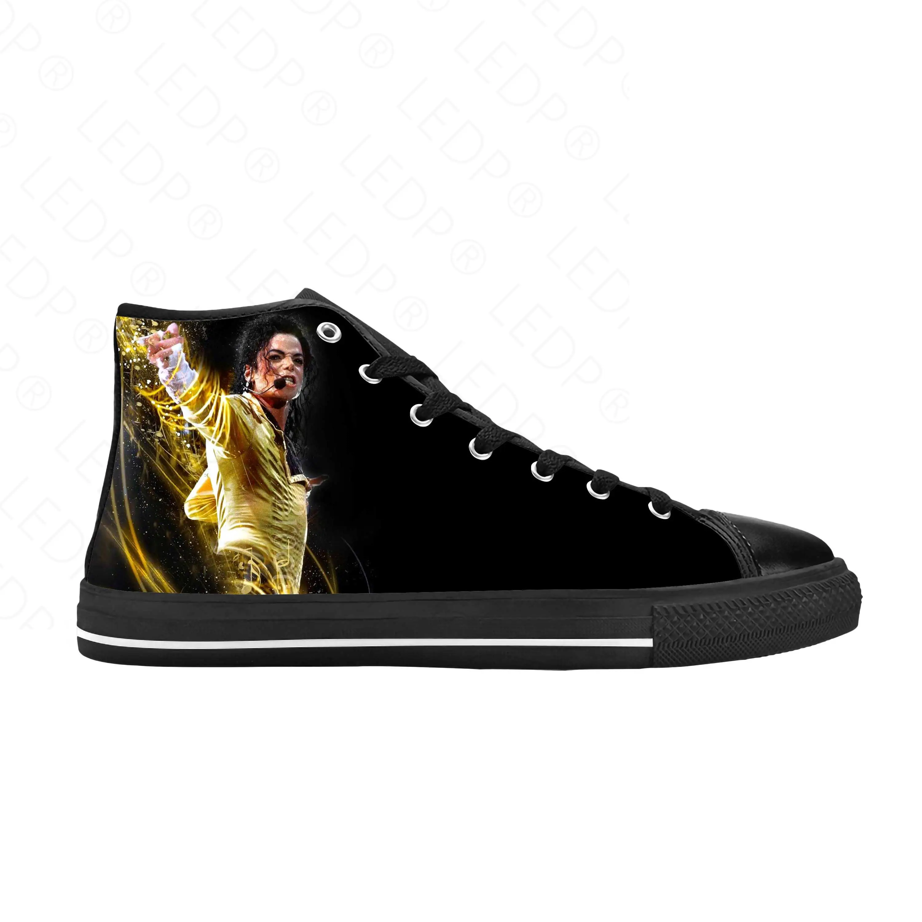 Michael Joseph Jackson Şarkıcı Pop Müzik Rock Serin Rahat Bez Ayakkabı Yüksek Top Rahat Nefes 3D Baskı Erkekler Kadınlar Sneakers - 0