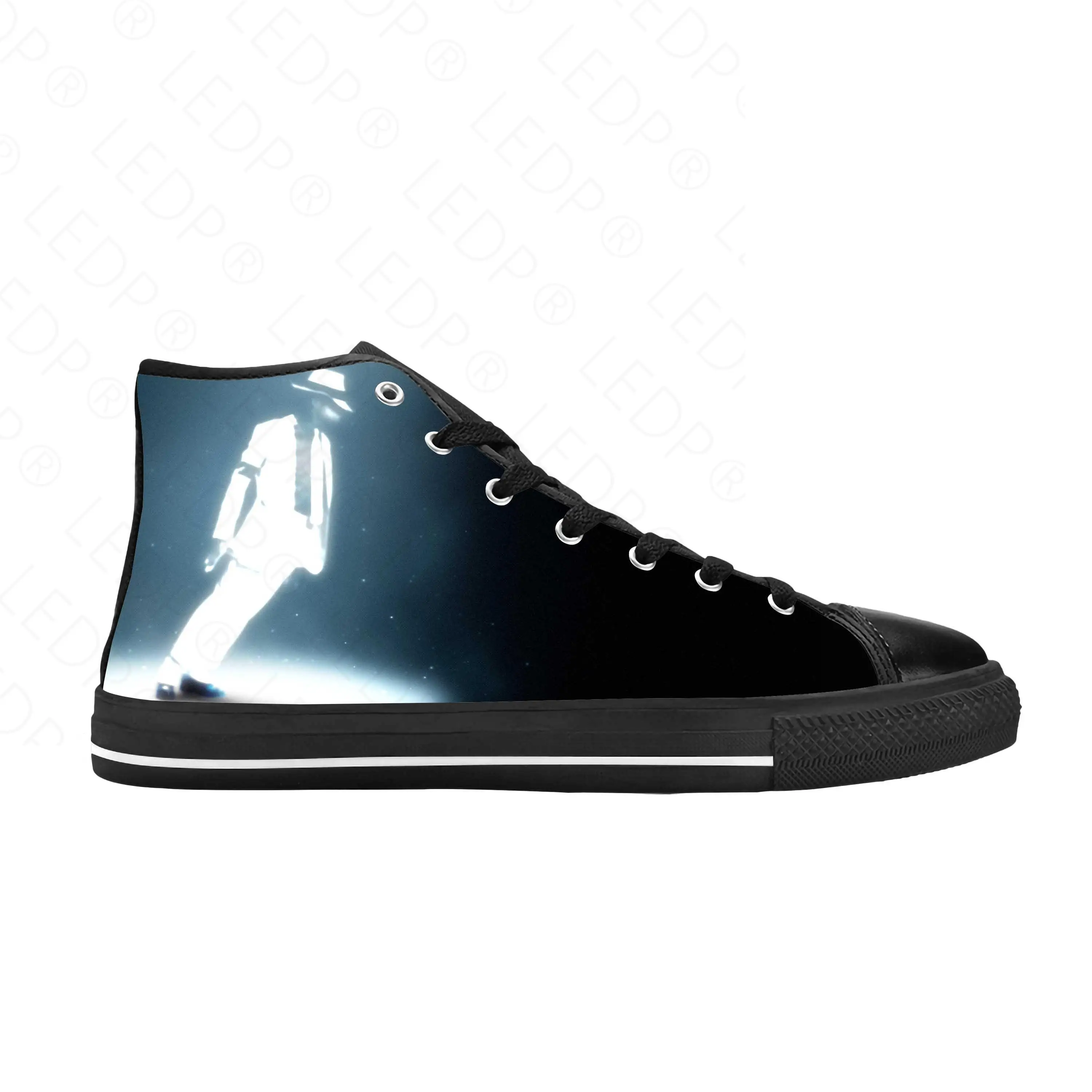Michael Joseph Jackson Şarkıcı Pop Müzik Rock Serin Rahat Bez Ayakkabı Yüksek Top Rahat Nefes 3D Baskı Erkekler Kadınlar Sneakers - 1