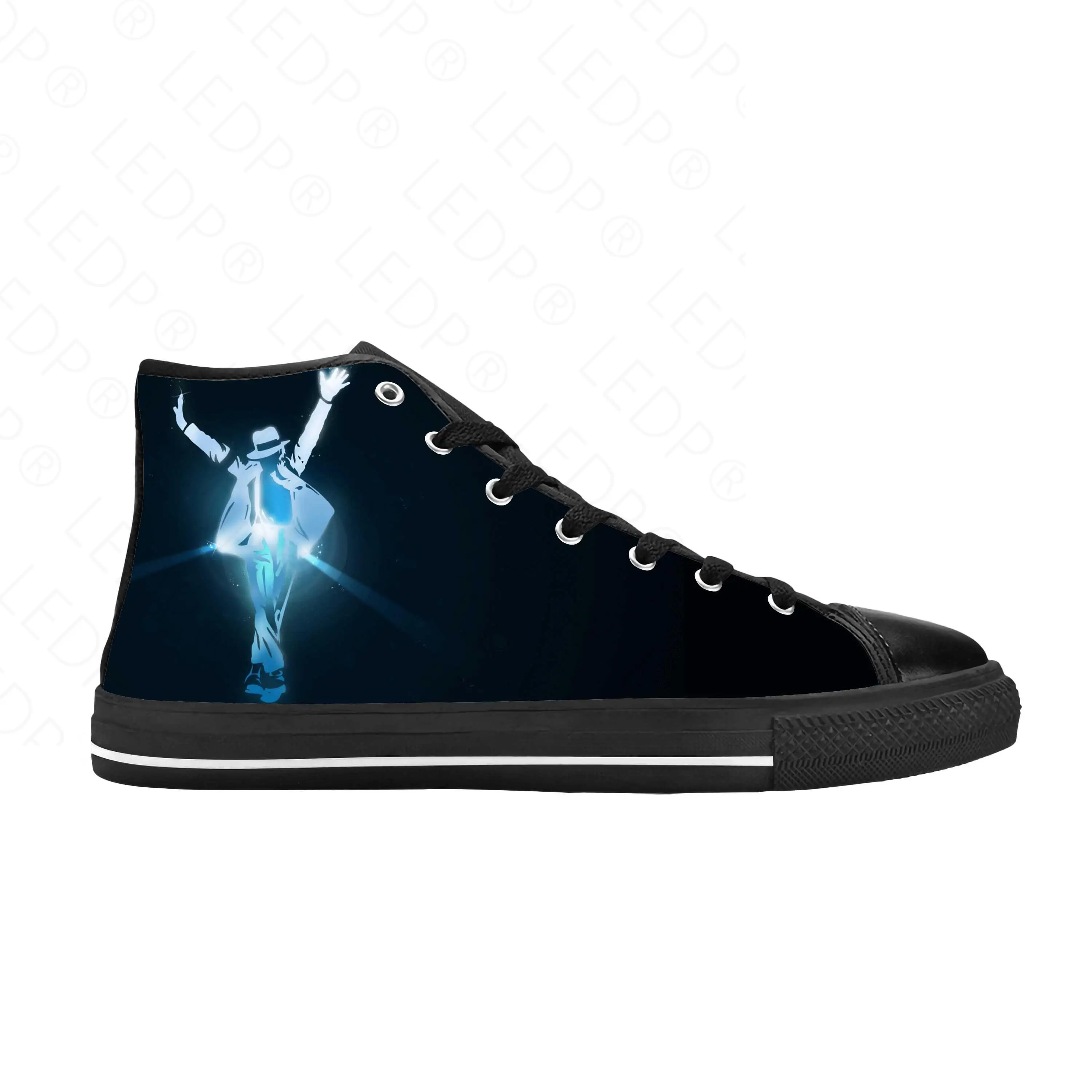 Michael Joseph Jackson Şarkıcı Pop Müzik Rock Serin Rahat Bez Ayakkabı Yüksek Top Rahat Nefes 3D Baskı Erkekler Kadınlar Sneakers - 2
