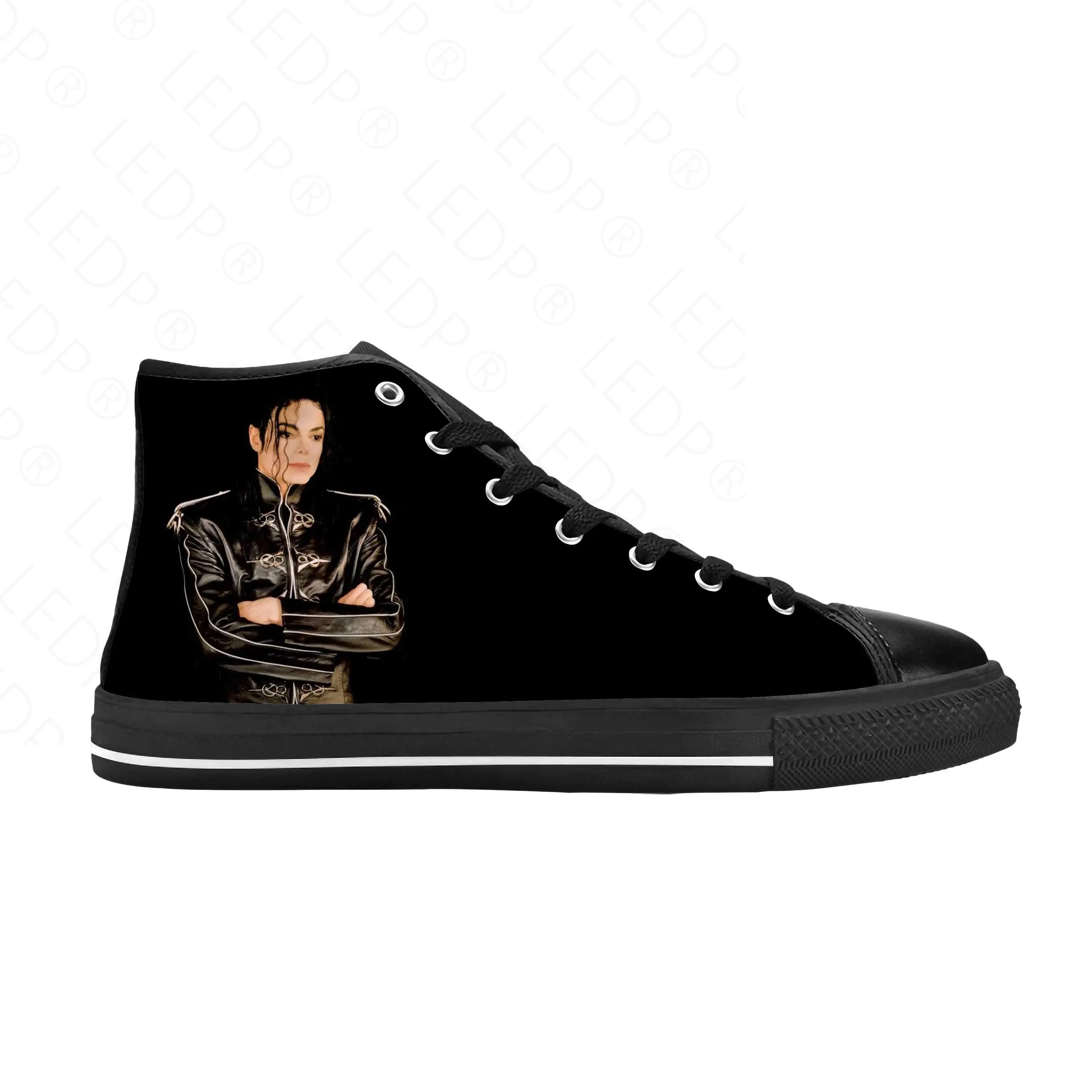 Michael Joseph Jackson Şarkıcı Pop Müzik Rock Serin Rahat Bez Ayakkabı Yüksek Top Rahat Nefes 3D Baskı Erkekler Kadınlar Sneakers - 3