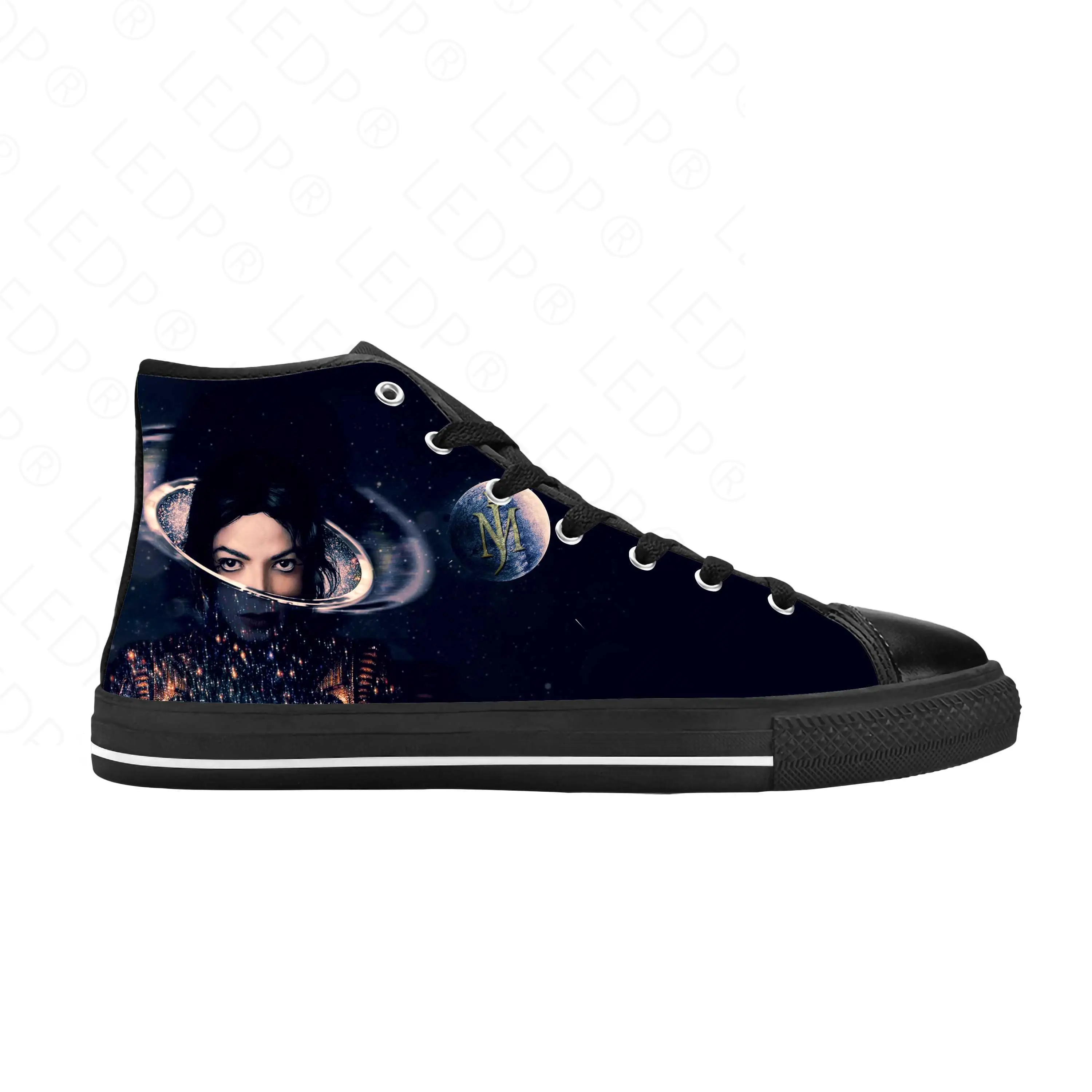 Michael Joseph Jackson Şarkıcı Pop Müzik Rock Serin Rahat Bez Ayakkabı Yüksek Top Rahat Nefes 3D Baskı Erkekler Kadınlar Sneakers - 4