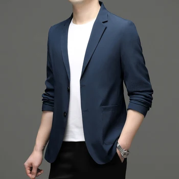 Minglu Bahar Sonbahar erkek Blazer Lüks Tek Düğme Düz Renk Iş Rahat Erkek Takım Elbise Mont Slim Fit Erkek Ceketler 4XL