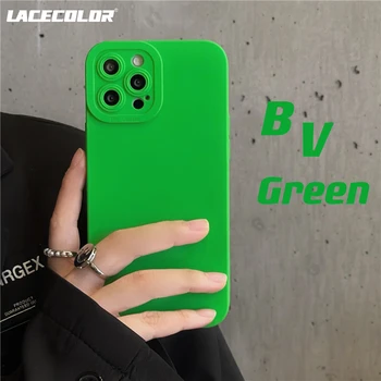 Moda parlak yeşil Yumuşak Silikon Telefon kılıfı için iPhone 13 14 11 12 Pro Max XS XR 7 8 Artı SE 2020 Şeker renk Gelgit Mat Kapak