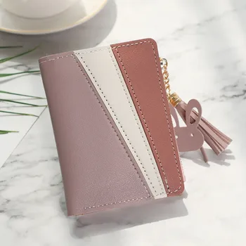 Moda Renk Eşleştirme bozuk para cüzdanı Değişim Cüzdan Kılıfı deri kartlık cüzdan çanta kadınlar için