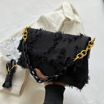 Moda Trendi Bayan Koltukaltı Çanta Marka Tasarımcısı Zincir Çanta Yüksek kaliteli kadın omuz çantaları Lüks Bayanlar Tuval Crossbody Çanta