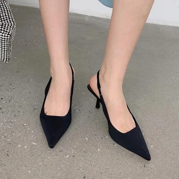 Moda Zarif Kadın Yüksek Topuklu Bayan Slingback Seksi İnce Topuklu Parti Lüks Düğün Ayakkabı kadın Sandalet 2023 Yaz