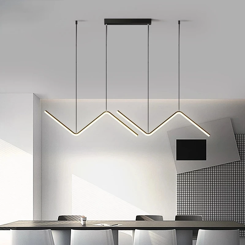 Modern Tavan Led Avize Dalga Şekli Asılı Demir Sanat Lamba Yemek Odası bar masası sarkıt aydınlatma Dekor - 3