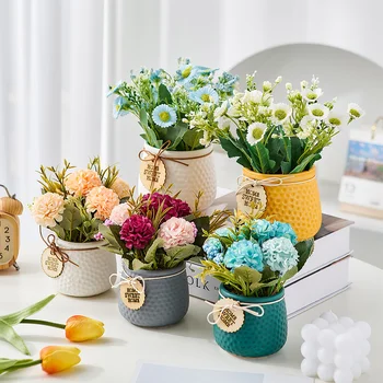 Modern ev Dekor yapay çiçek Saksı çiçeklik Balkon Süslemeleri Nordic Dekorasyon Tencere Bitkiler için Ev Dekor
