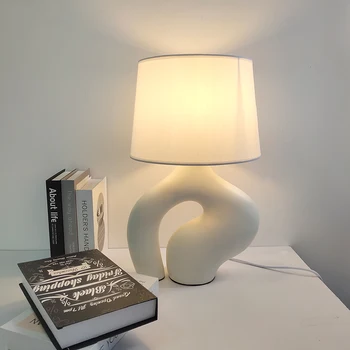 Modern minimalist İskandinav kumaş reçine masa lambası yatak odası başucu Çalışması Yemek oturma odası sanat dekoru masa lambası