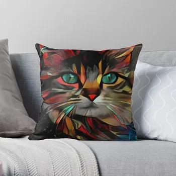 Mollie kedi, sohbet, kedi, Lea Roche resimleri Atmak Yastık işlemeli yastık kılıfı Dekoratif Kanepe Yastıkları Noel Yastıklar