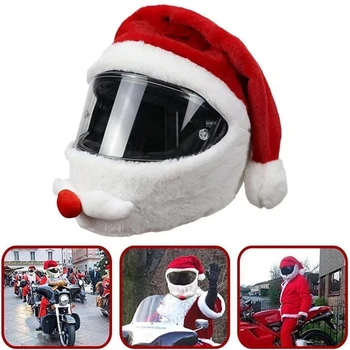 Motosiklet kask noel şapka Peluş El Yapımı Sevimli Kask Kapağı Noel Tarzı Şenlikli Dokunmatik Kask hood Kol
