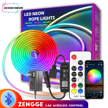 Müzik senkronizasyonu oyun LED Neon şerit ışıkları DC12V 108 LEDs/M RGB şeritler LED Neon ışıkları renk değiştiren Neon LED ev için