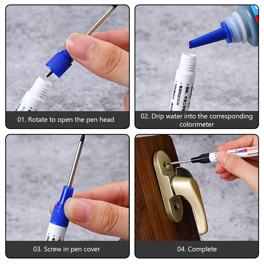 Plastik cam için renkli uzun kafa işaretleyiciler kalem pratik ağaç işleme kalem - 4