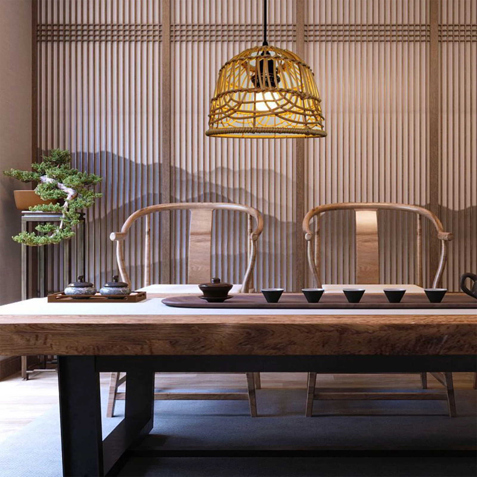 Rattan Abajur Rattan Sepet avize lamba Gölge Değiştirme Modern avize aydınlatma koruması Ev Otel Cafe Dekor için - 3