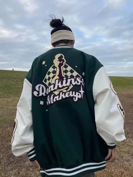 Retro Yüksek Sokak Hip Hop Yüksek Kaliteli İşlemeli Beyzbol Üniforma Kadın Amerikan Boy Çift günlük kıyafetler Ceketler Ceket