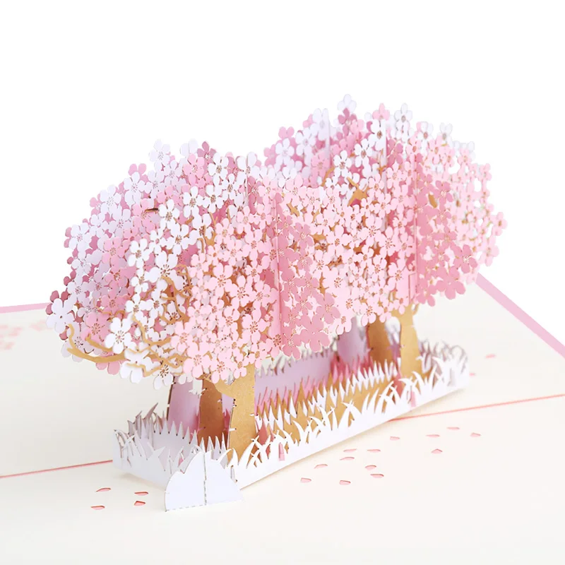 Romantik Çiçek Deniz 3D Pop Up Tebrik Kartı sevgililer Günü Eşi Kız Arkadaşı Kiraz Çiçeği Düğün Yıldönümü doğum günü hediyesi - 2