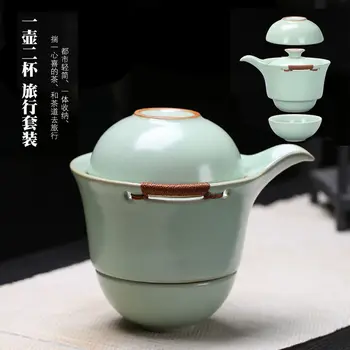 Ru Fırın Demlik Tek Demlik Gaiwan Porselen Açık Parça demlik Kung Fu Seti El Kavradı Filtre Coffeeware Teaware Drinkware