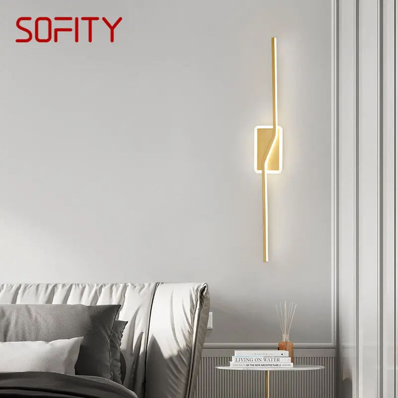 SOFİTY çağdaş altın pirinç duvar lambası LED 3 renk yaratıcı tasarım yanında ışık yatak oturma odası dekor için - 0