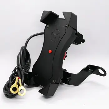 Scooter Ayna cep telefon tutucu ile 12-24V 2A USB şarj aleti motosiklet gidonu Montaj telefon tutamağı Braketi