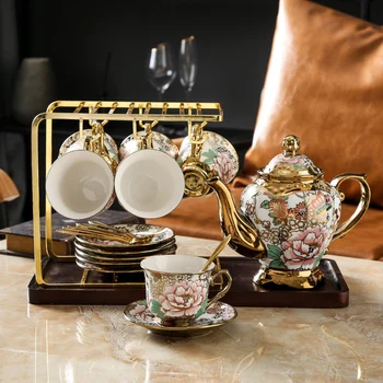 Seramik Kahve Fincan Seti İskandinav Kemik Çini kupa ve altlık Öğleden Sonra Çay Fincanı Pot İçme Ev Dekorasyon Drinkware