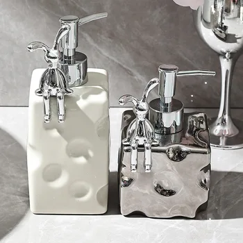 Sevimli Seramik Sabun ve Jel Dağıtıcı Yaratıcı El Yıkama Şişesi Sabunluk Sabun pompalı dağıtıcı Banyo Aksesuarları