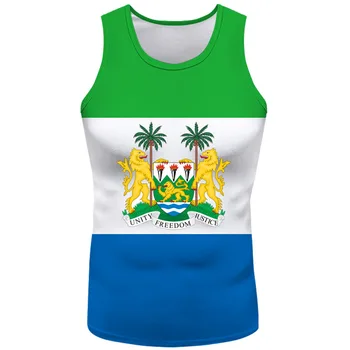Sierra Leone Yelek Dıy Ücretsiz Özel Sle Tank Top ulusal bayrak Sl Cumhuriyeti Leonean Ülke Kolej Baskı Fotoğraf Kolsuz tişört