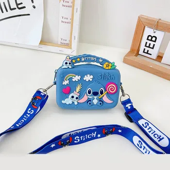 Silika Jel Disney Lilo Dikiş Kare Crossbody Sikke Çanta Çocuk omuz çantası Ayarlanabilir Kayış Tatil Seyahat Cep Paketi