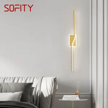 SOFİTY çağdaş altın pirinç duvar lambası LED 3 renk yaratıcı tasarım yanında ışık yatak oturma odası dekor için