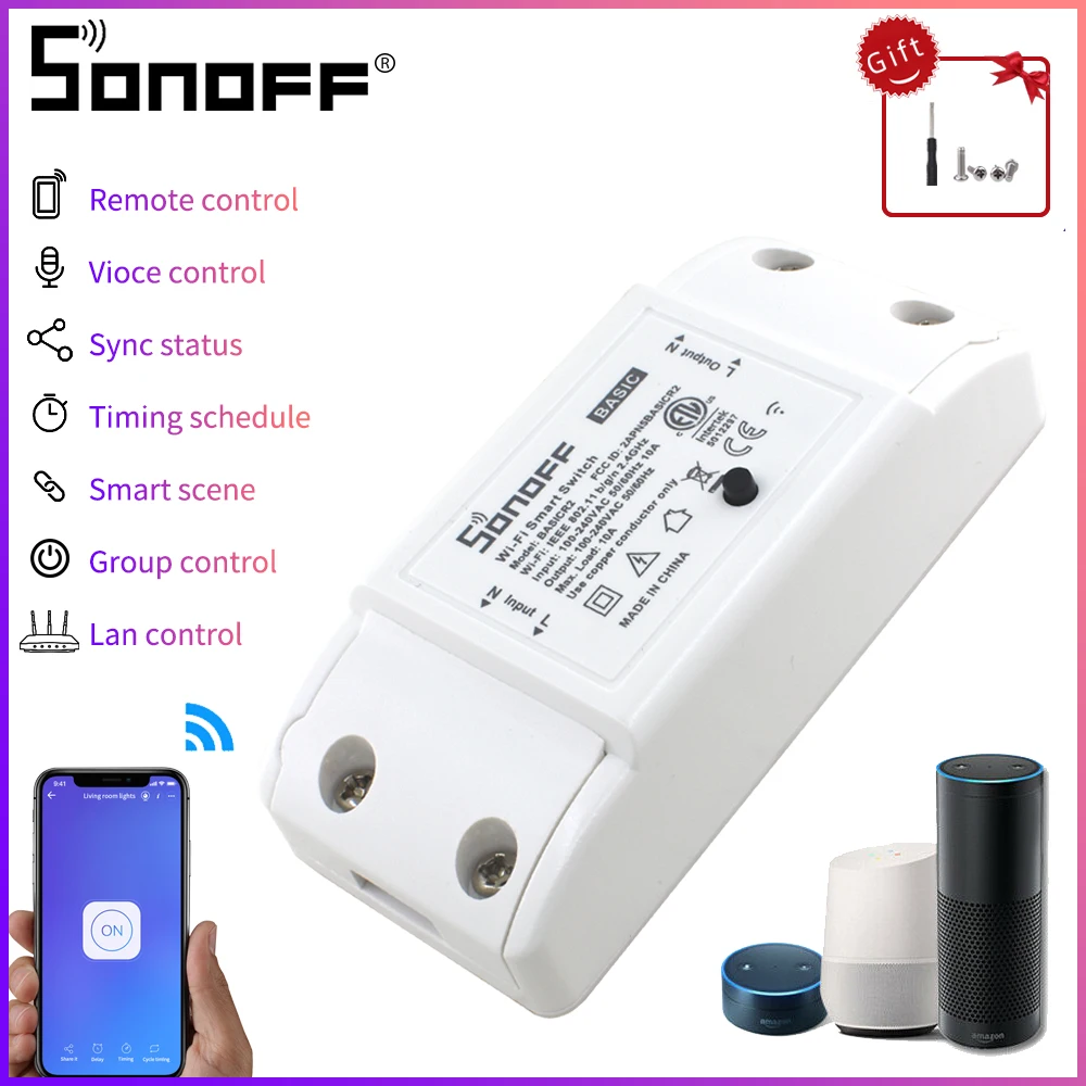Sonoff Temel R2 akıllı anahtar Wifi DIY zamanlayıcı akıllı Ev uzaktan kumandalı anahtar ışık Sonoff anahtarı Alexa İle Çalışmak Ewelink Google Ev - 0