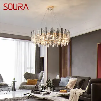 SOURA kolye ışıkları Postmodern lüks yuvarlak LED lamba aksesuarı ev dekorasyon oturma odası için