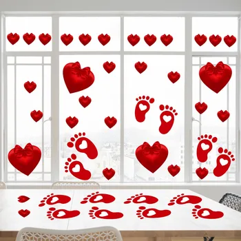 Sparkle Kalp Çıkartmalar Kırmızı Aşk Scrapbooking yapışkan çıkartmalar sevgililer Günü Düğün Dekor İçin pencere camı Kapı Sticker # 50g
