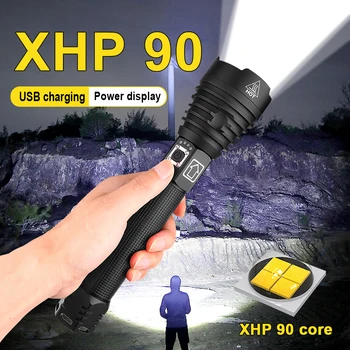 Süper Güçlü XHP90. 3 Led El Feneri USB Şarj Edilebilir Taktik flaş ışığı Xhp70 Xhp50 meşale ışık Çalışma Lambası Fener avcılık İçin