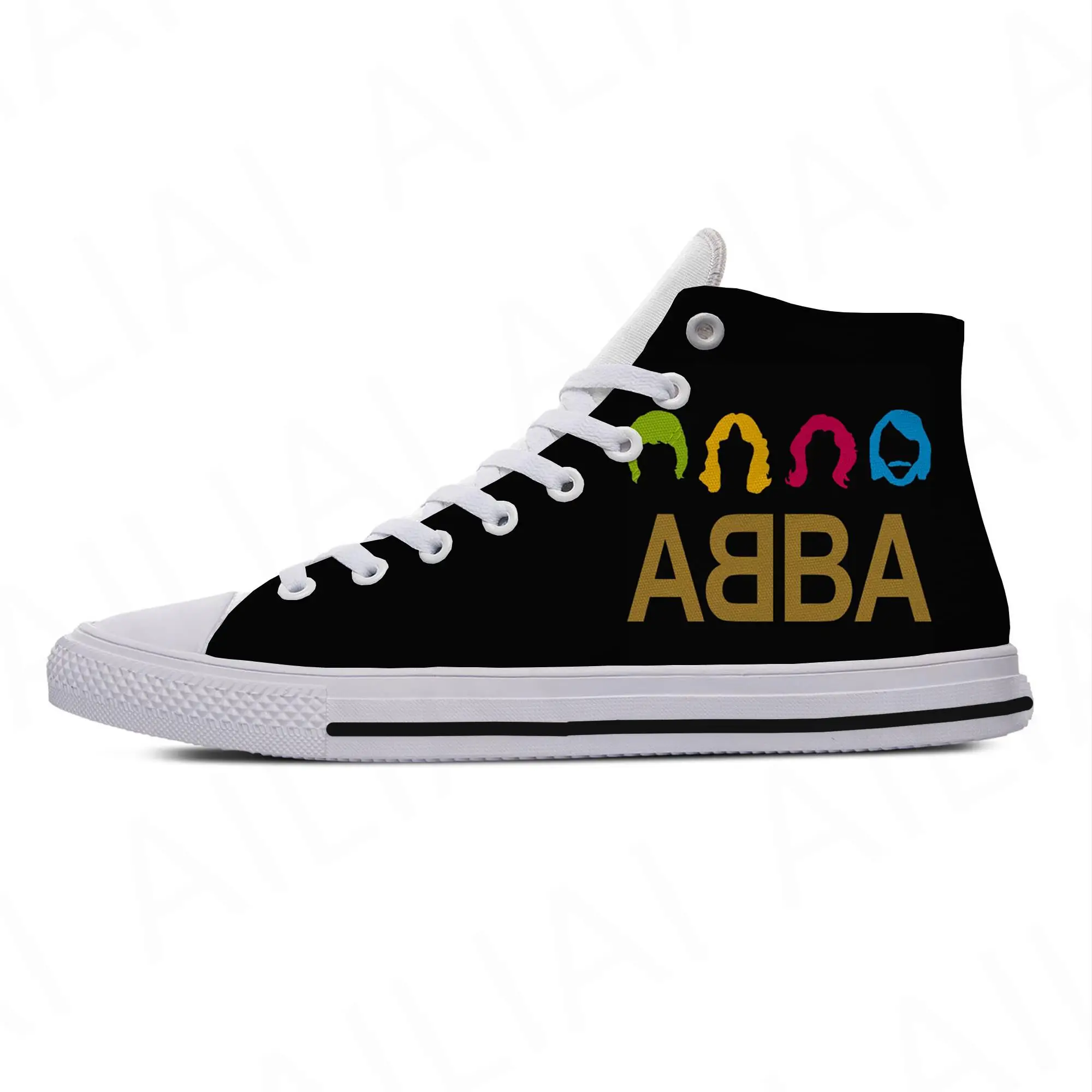 Sıcak ABBA Ağır Metal Grubu Simgesi Mens Womens Tasarımcı Eğlence Ayakkabı Erkekler Rahat kanvas ayakkabılar Yüksek Top Hafif spor salonu ayakkabısı - 0