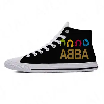 Sıcak ABBA Ağır Metal Grubu Simgesi Mens Womens Tasarımcı Eğlence Ayakkabı Erkekler Rahat kanvas ayakkabılar Yüksek Top Hafif spor salonu ayakkabısı