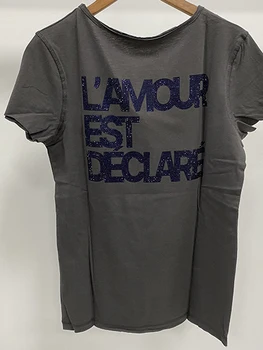 Sıcak Matkap Desen Mektubu Baskı T-Shirt Kadın Yaz Moda Kısa Kollu Tees Tops Streetwear Moda V Yaka Rahat T-Shirt