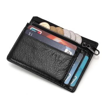 Sıcak Satış deri cüzdan Retro erkek küçük cüzdan RFID Kart Durumda İnek Derisi erkek Deri Masculina Cüzdan Prong Billeteras