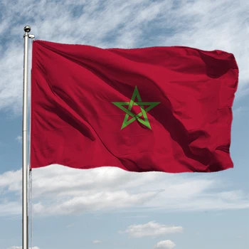 Sıcak Satış Dijital Baskı %100 % Polyester drapeau maroc bandera marruecos Fas Fas Bayrağı İki Grometli